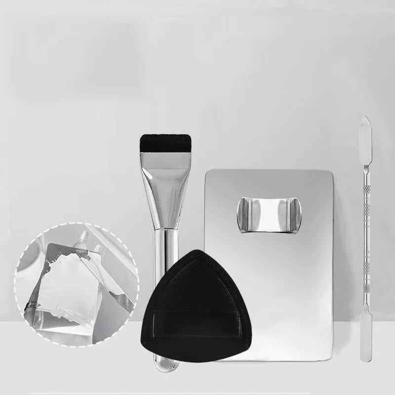 Makeup Foundation & Eye Shadow Mixing Palette with Spatula - Stainless Steel