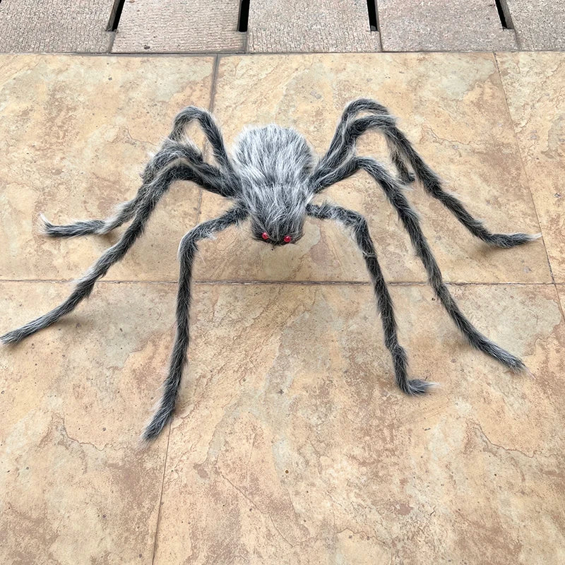 Giant Black Spider Halloween Decor - Scary Artificial Plush Ornament for Haunted House & Outdoor Scenes