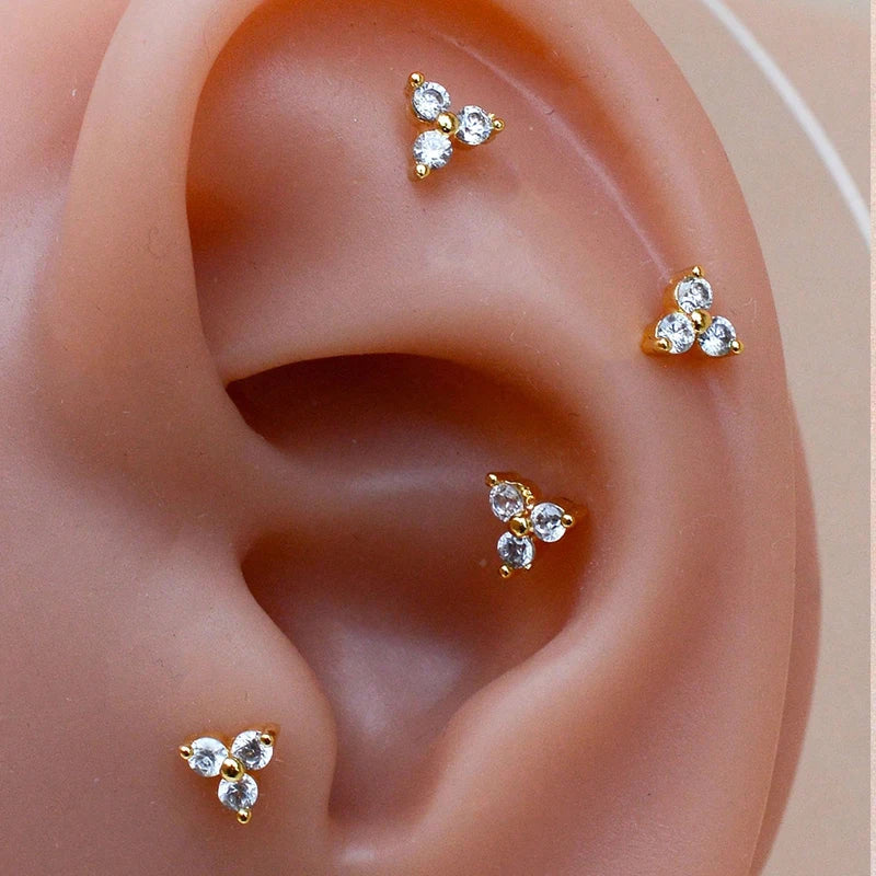 Mini CZ Cartilage Piercing Stud Earrings for Women Girls - Stainless Steel Jewelry