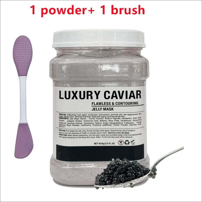 Facial Moisturizing Mask Powder with Silicone Brush - Hyaluronic Acid & Chamomile, Rose Jelly, 650g