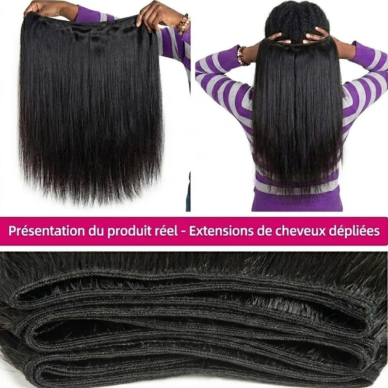 Double Drawn Human Hair Bundles - Brazilian Virgin Hair Extensions 16+ Inches