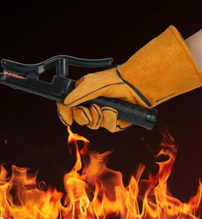 Heat Resistant Welding Gloves with Leather for BBQ Oven Cooking & Gardening