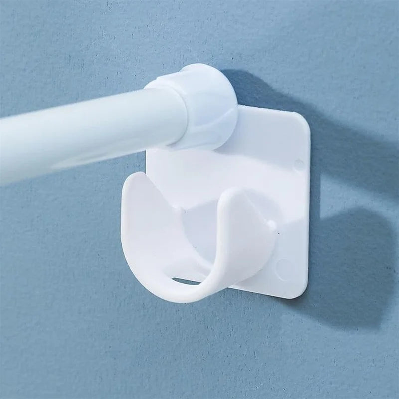 Self-Adhesive Curtain Rod Hooks 2-Pack - No Hole Punch Shower & Bathroom Fixings