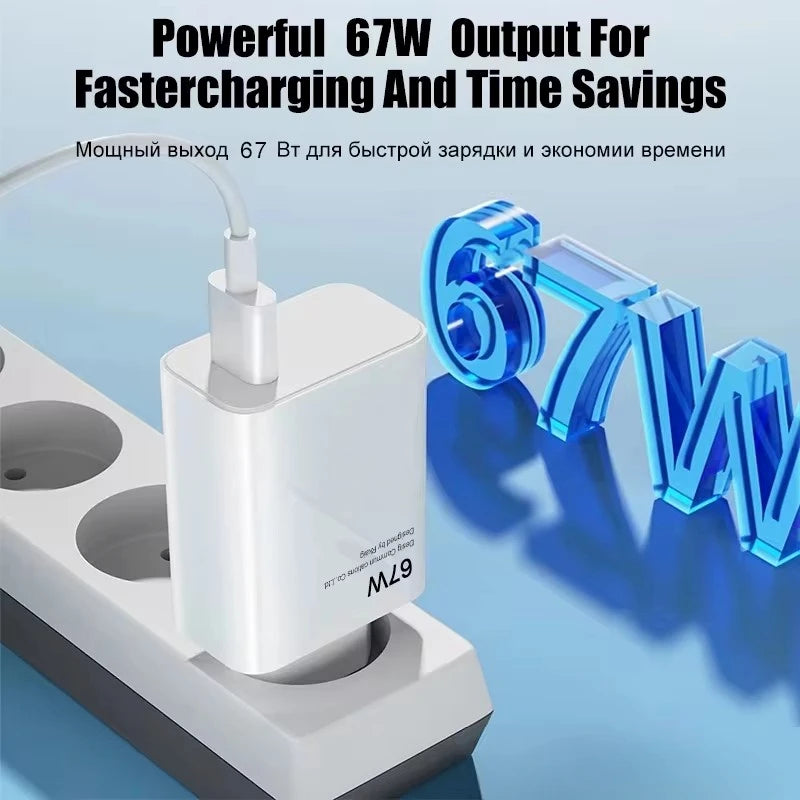 67W Fast USB Charger for Xiaomi Redmi POCO Type C Wall Adapter