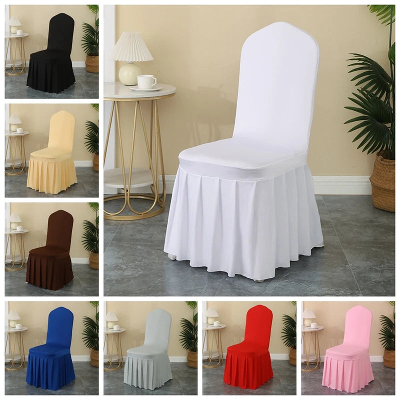 Pleated Spandex Chair Cover 50/100pcs Hotel Banquet Wedding Seat Protector