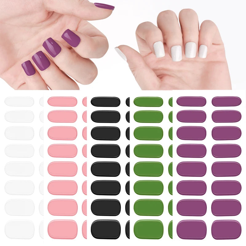 Semi-Cured UV Gel Nail Sticker Full Cover Waterproof Long-Lasting Nail Wraps