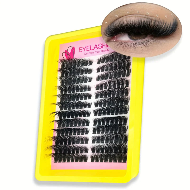 Extra Volume & Length Natural Effect Eyelash Cluster Extensions - Reusable DIY 12 Rows