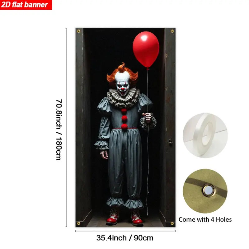 Horror Movie Themed Door Curtain Banner and Balloon Arch Decoration - Party Supplies