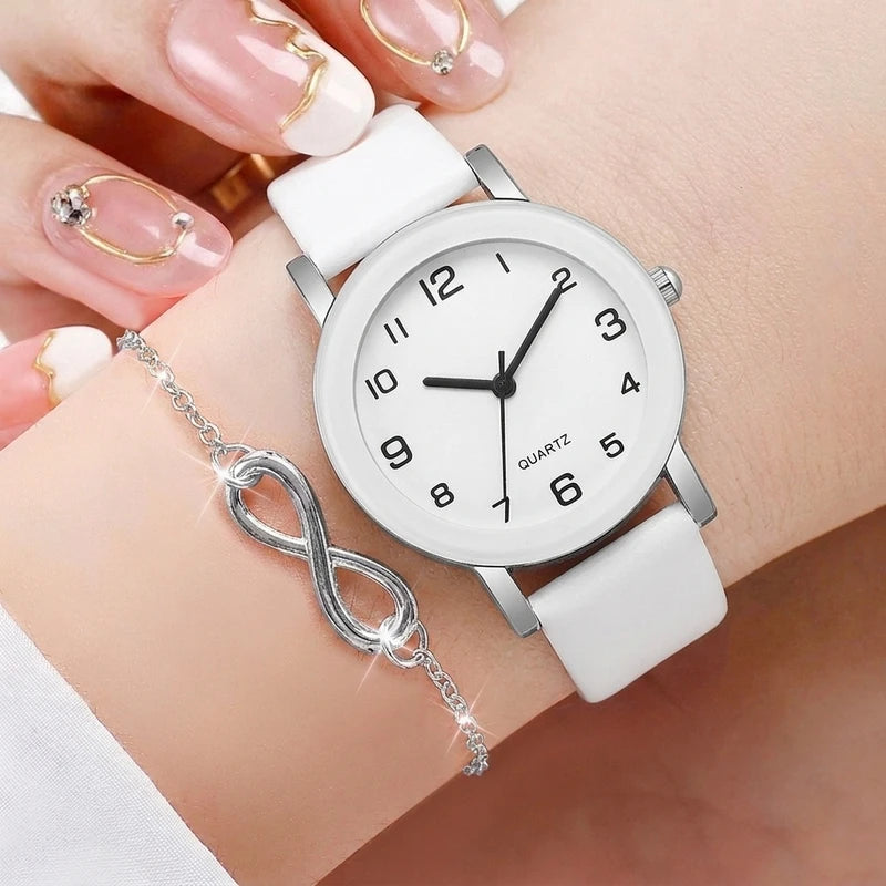 Women’s Fashion Watch Set with Necklace and Bracelet - Leather Strap, Quartz Movement, Multiple Colors