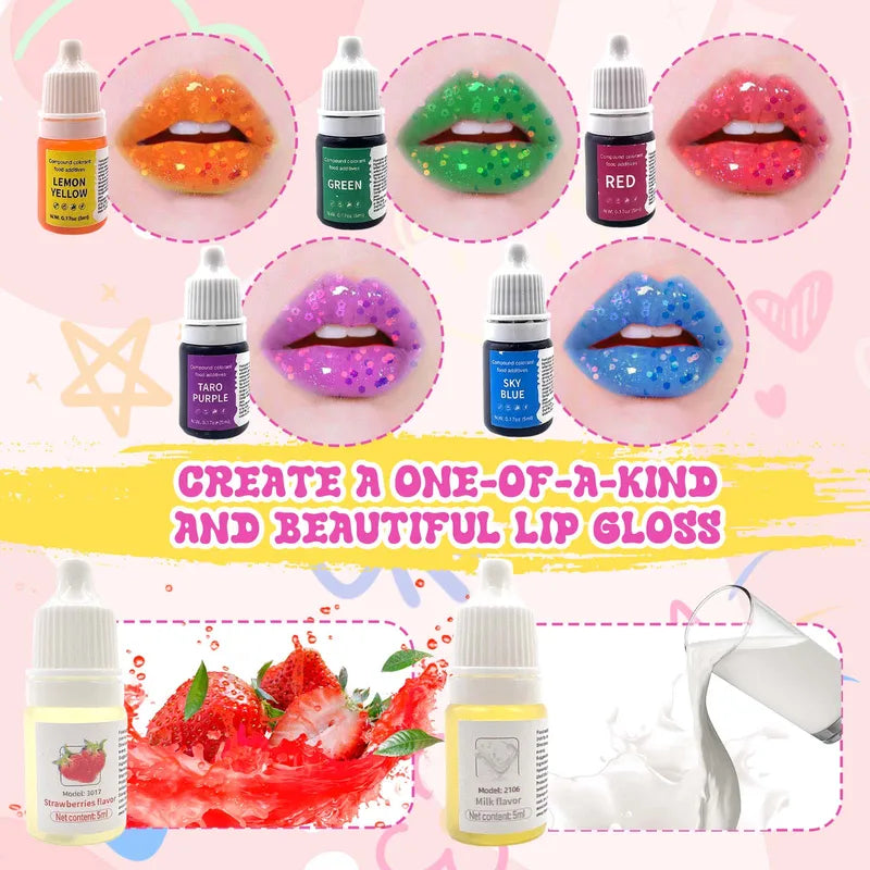 DIY Lip Gloss Making Kit with 70 Pieces Glitter Lip Gloss Set for Beginners