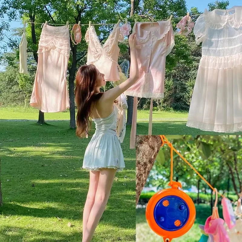 Heavy Duty Portable Retractable Clothesline 10m Nylon Rope for Travel Camping