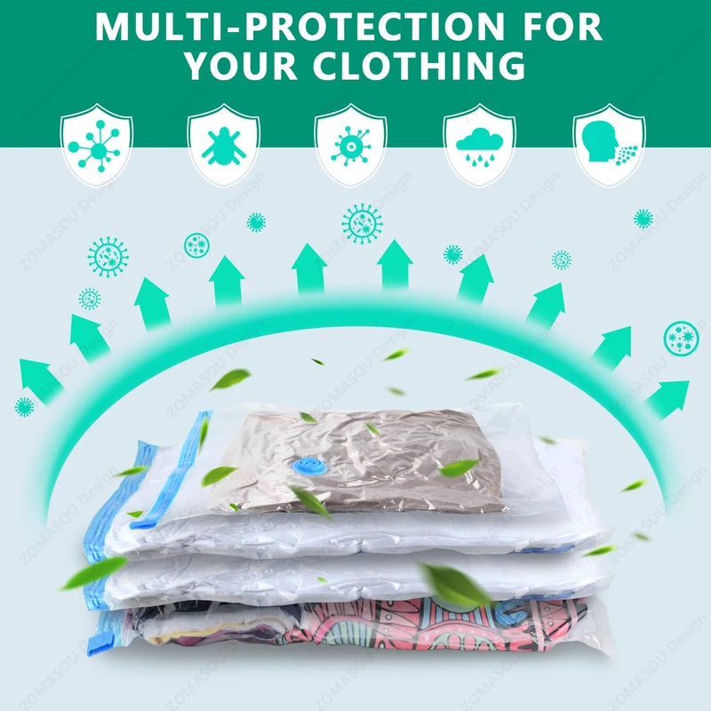 Reusable Vacuum Storage Bags with Hand Pump – Space Saving, Durable Organizers for Clothes & Travel