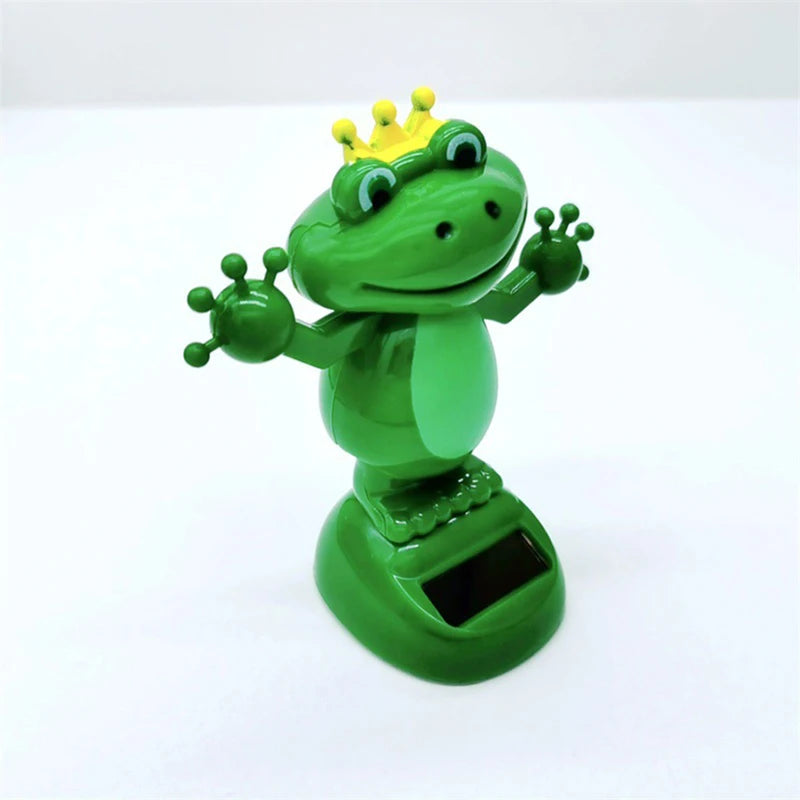 Solar Energy Car Decoration Shaking Head Doll Cartoon Frog Gift Interior Accessory