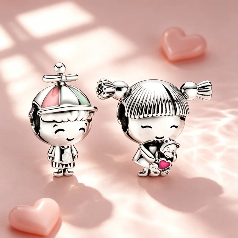 Kids Jewelry Bead Set for DIY Bracelets and Necklaces - Couple Charm Beads