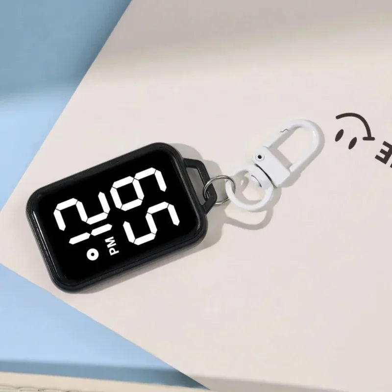 LED Keychain Pocket Watch Digital Display Electronic Timepiece for Kids & Students
