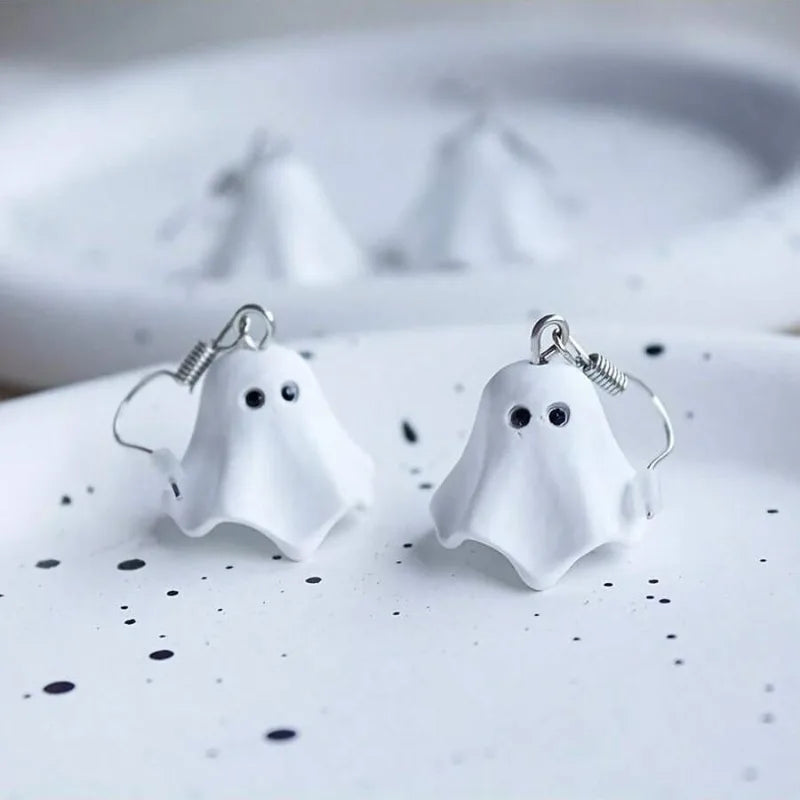 Halloween Ghost Drop Earrings for Women Girls - Cute Festive Jewelry Gift