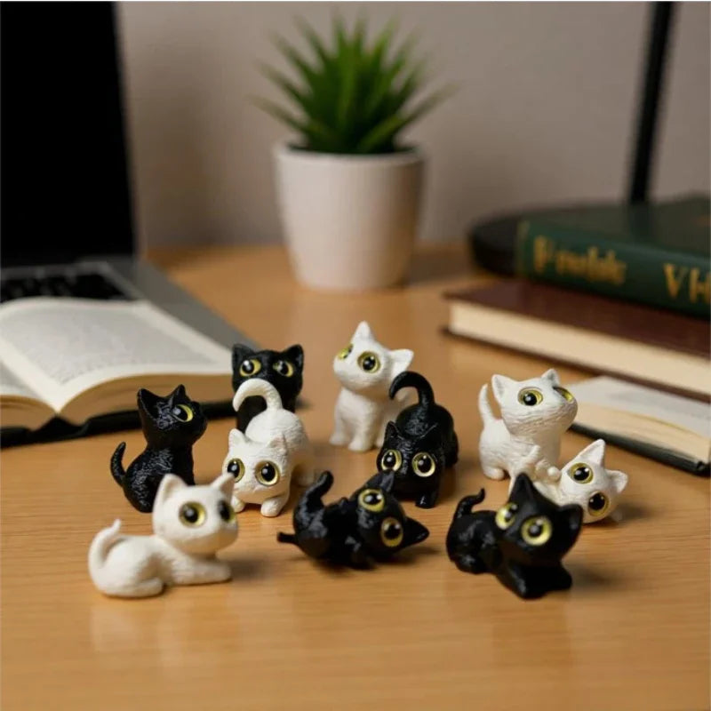 Mini Cat Figurines Set - Resin Cute Kitten Micro Landscape Garden Decor - 5 Pieces