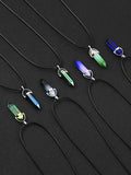 Set of 7 Crystal Hexagonal Column Necklaces for Women and Men - Healing Gemstone Jewelry