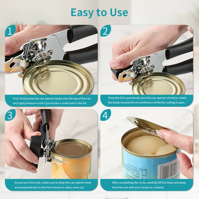 Manual Can Opener Stainless Steel Bottle & Jar Opener Kitchen Tool