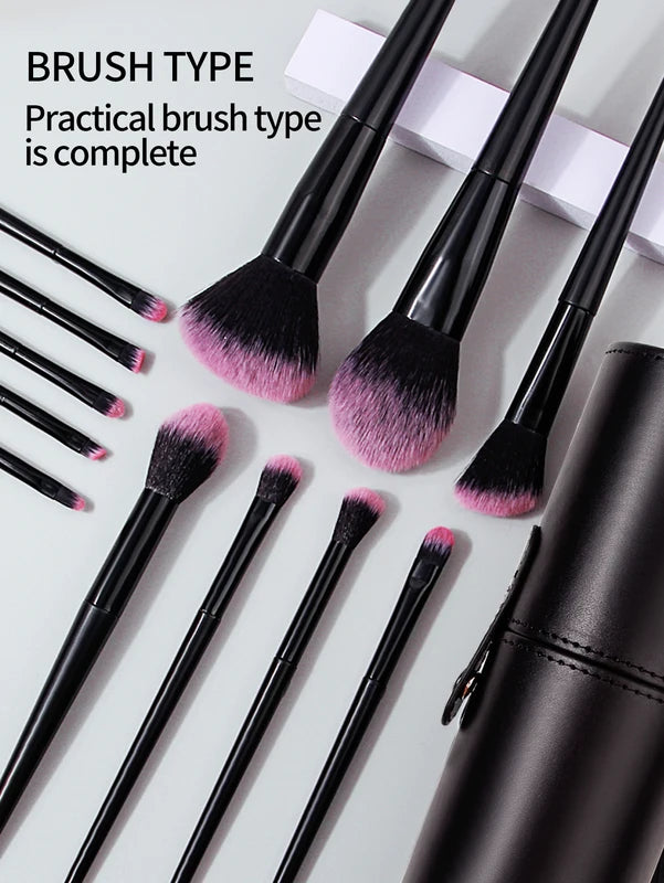 19-Piece Makeup Brush Set with Powder Puffs and Storage Bucket - Color Variations