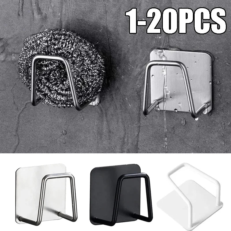 Stainless Steel Sink Sponge Holder with Adhesive Kitchen Organizer