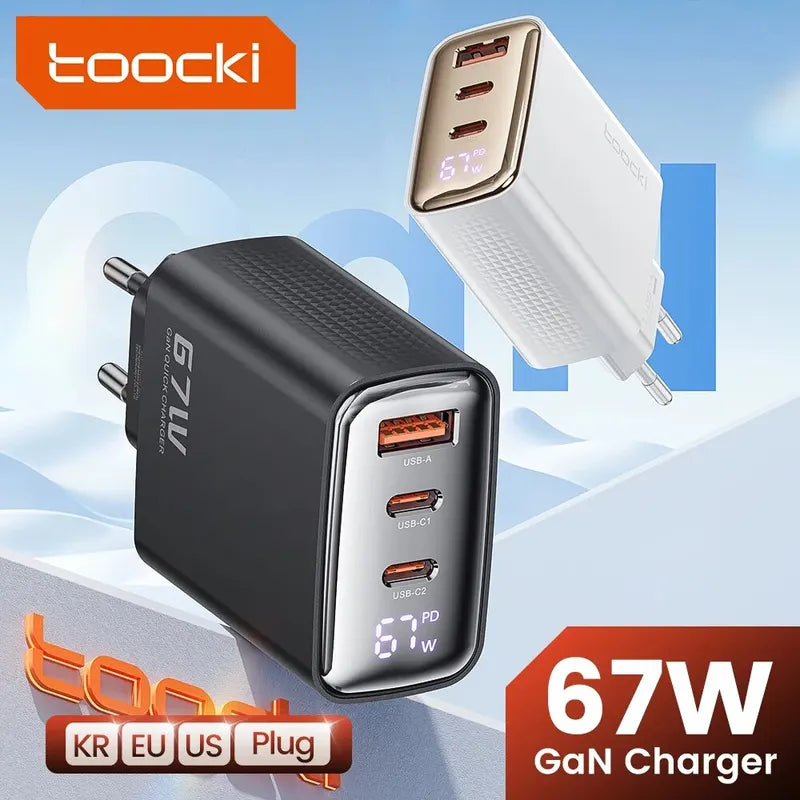 GaN USB-C Charger 67W Fast Power Delivery & Quick Charge for Laptop & Phone