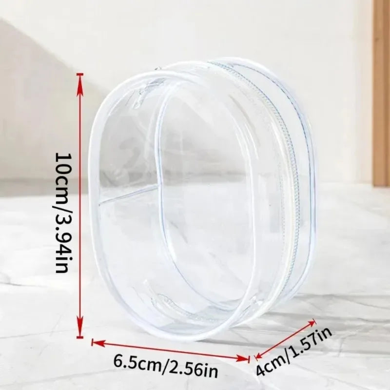 Mini Transparent Storage Bag with Zipper & Keychain - Travel Organizer for Earphones & Chargers