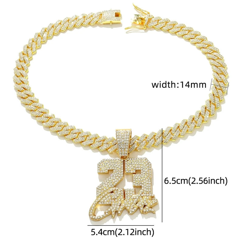 Fashion Men Hip Hop Pendant Necklace with 13mm Cuban Chain Jewelry US-23