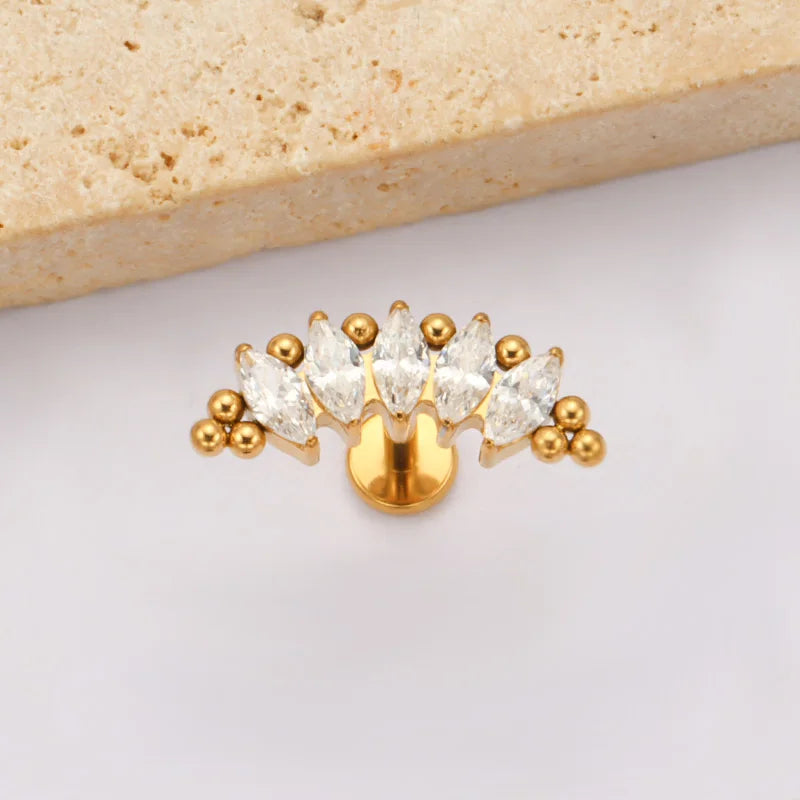 Titanium Beads Marquise Lotus Cartilage Earring Lip Piercing Body Jewelry