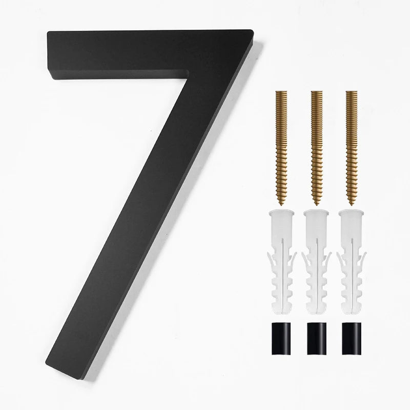 Modern Floating House Number Sign - Black Acrylic Outdoor Address Numbers 125mm