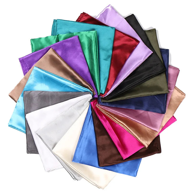 Women’s Silk Scarf Satin Solid Color Hijab Wrap Shawl 90x90cm