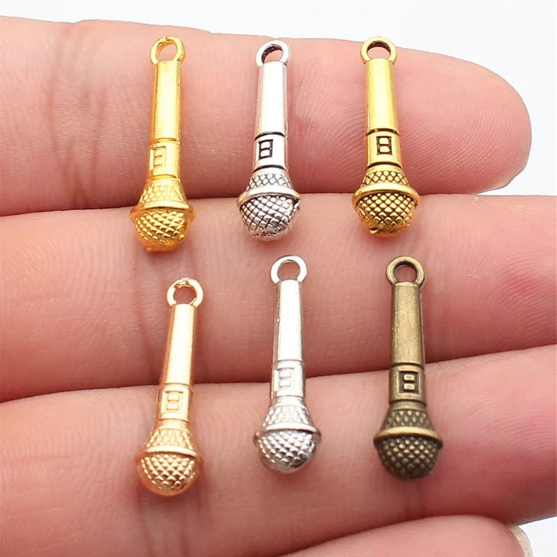 Microphone Charms Pendant Jewelry Supplies 10pcs Handmade for DIY Earrings & Bracelets