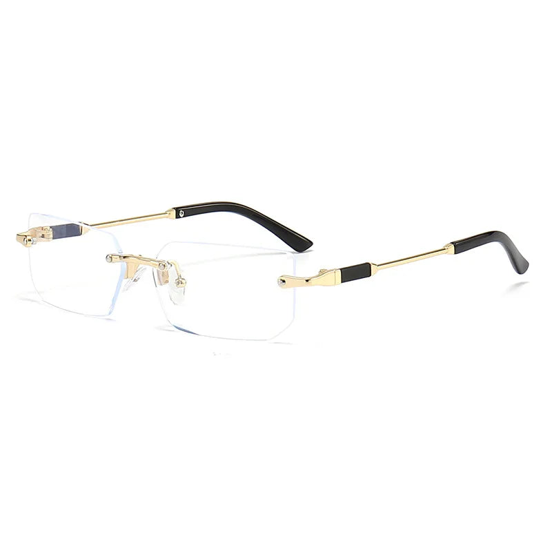 Unisex Rimless Rectangle Sunglasses - Small Square Shades for Summer Travel