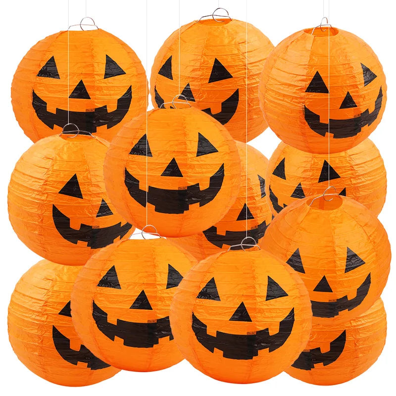 Halloween Hanging Paper Lanterns Set - Indoor Outdoor Garden Decorations