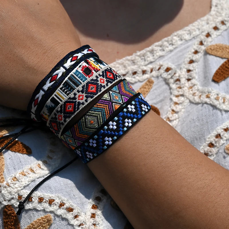 10Pcs Handmade Nepal Rope Charm Bracelets for Women Bohemia Jewelry Set