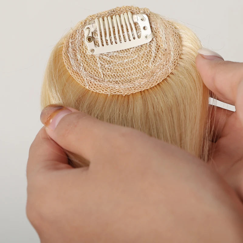 Human Hair Bangs Clips - 4.5 Inch Air Fringe Hairpiece for Women
