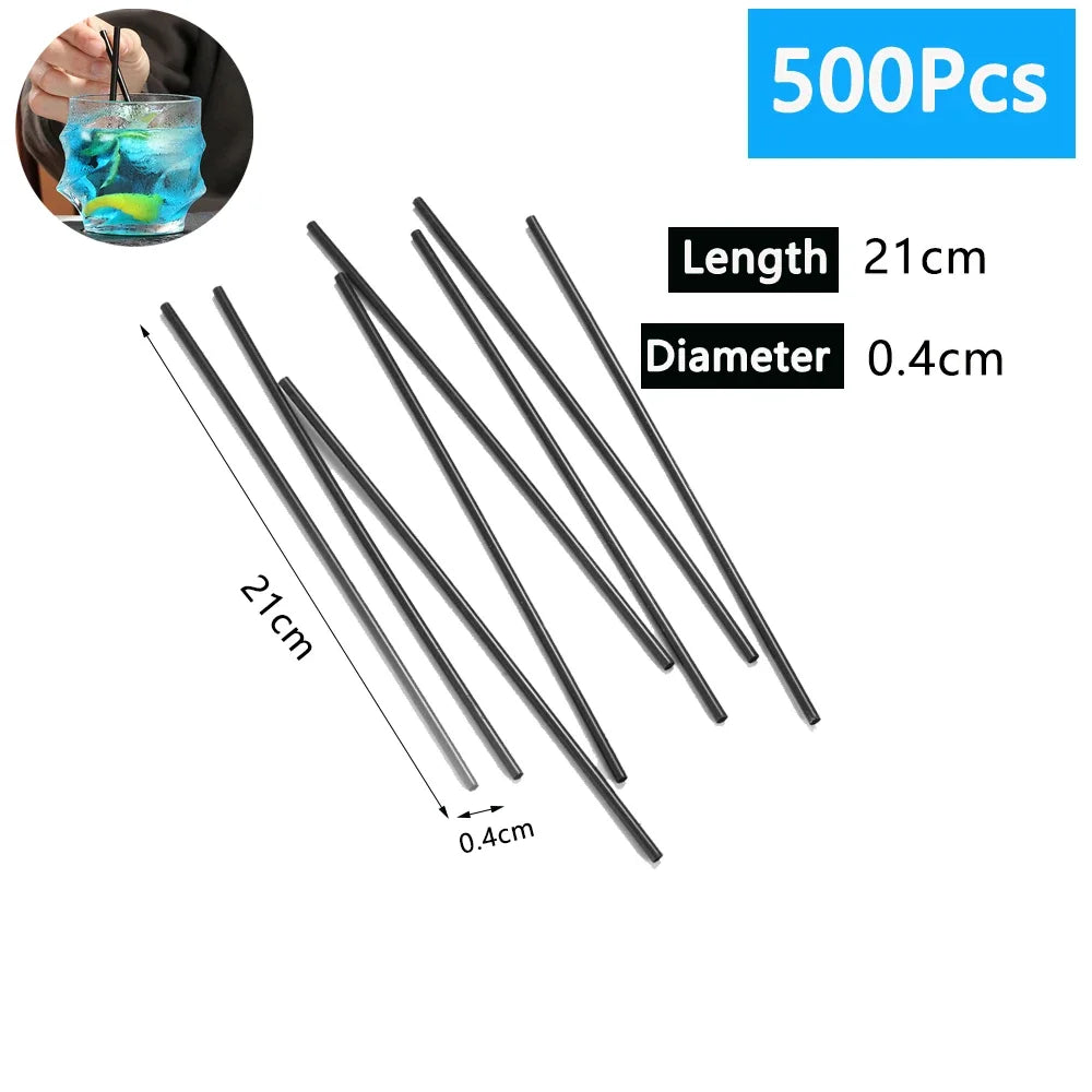 Black Drinking Straws Pack 100-6000PCS for Coffee Juice Cocktail Party Wholesale