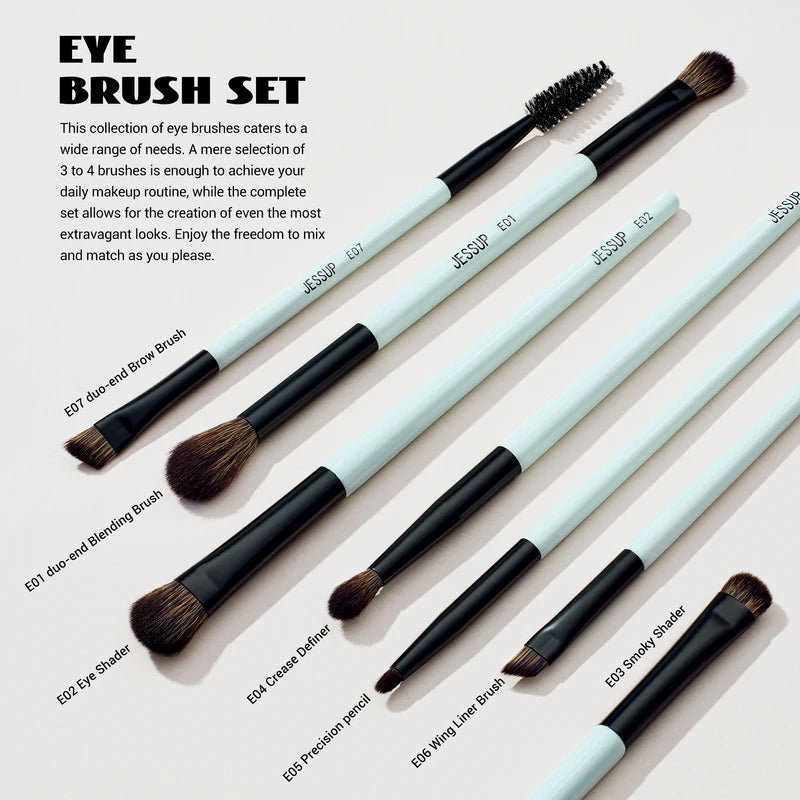 Jessup Makeup Brush Set 2/3/6/10PCS Double Sided Foundation Contour Blush Eyeshadow Cruelty-Free