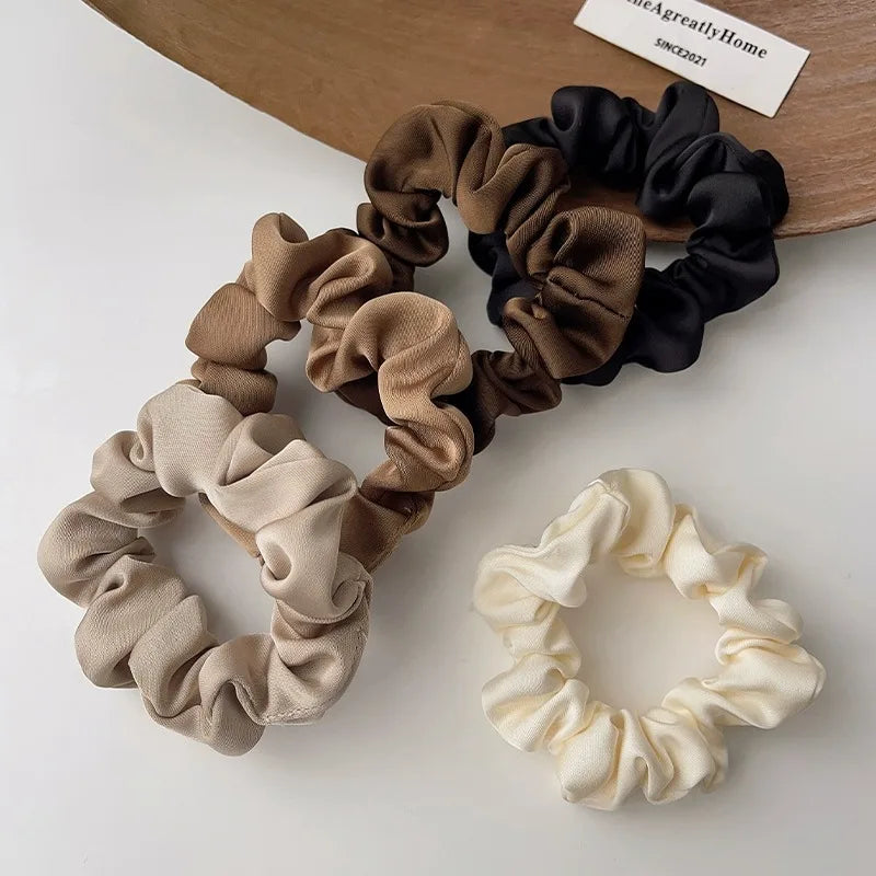 3/4/5 Pcs Elastic Satin Pleated Hair Ties Ponytail Holders Women’s Hair Accessories
