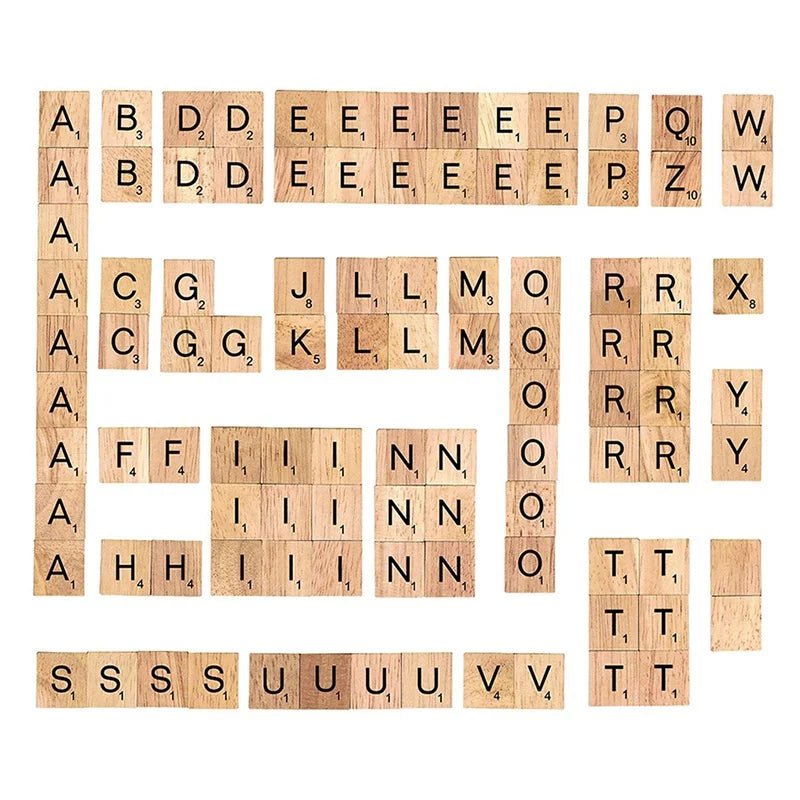 Wooden Letter Tiles Set - Educational Alphabet & Number Blocks 18x20mm