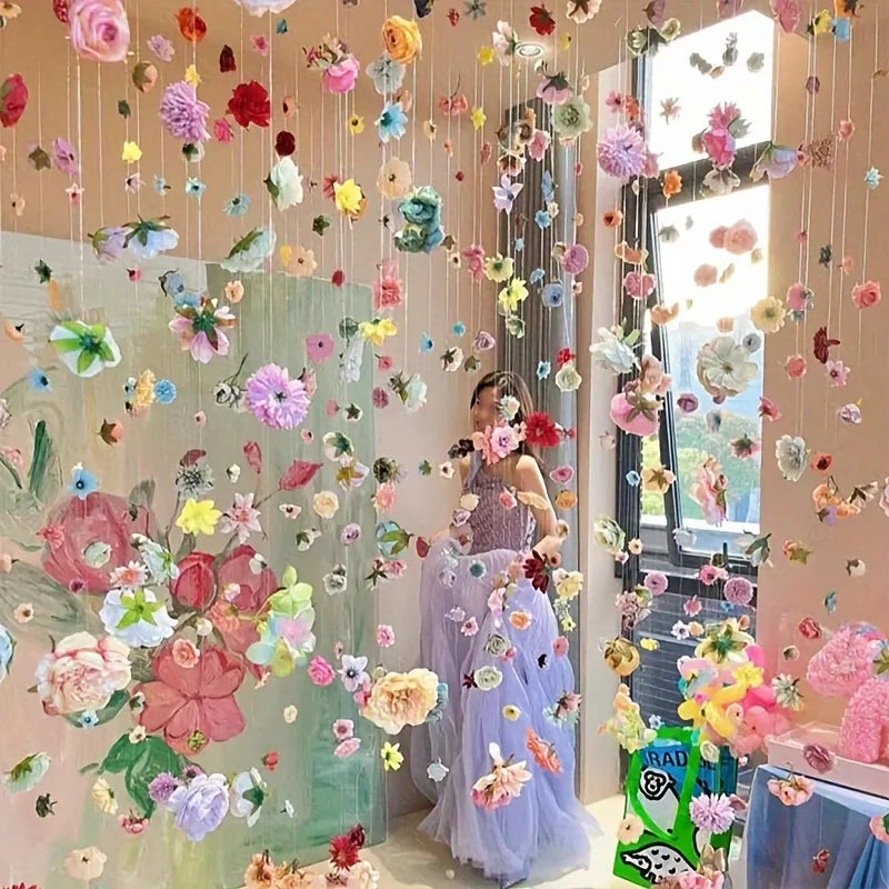 DIY Floating Flower Door Curtain Kit 20pcs Artificial Plant Scene Decoration