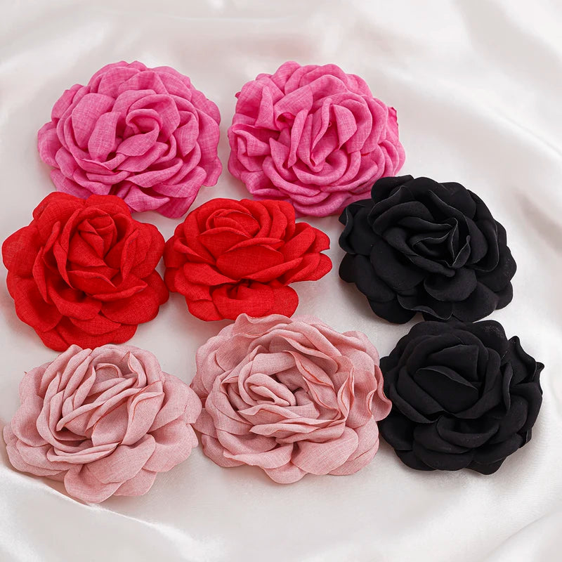 Large Rose Flower Earrings for Women - Statement Pierced Jewelry for Parties & Dinners