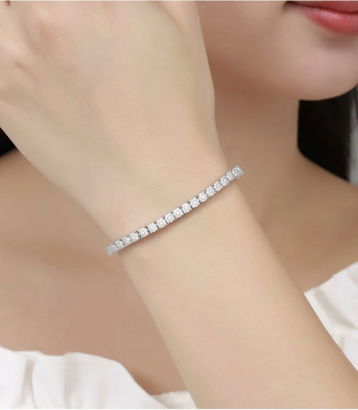Women's Zirconia Tennis Bracelet Crystal Charm Wedding Jewelry Thin Chain