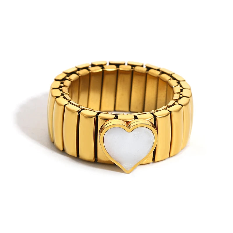 Heart Rings for Women & Men Stainless Steel Jewelry Couple Gift Gold Silver