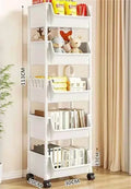 Multi-Functional Trolley Bookshelf with Narrow Slit Storage for Kitchen & Bathroom