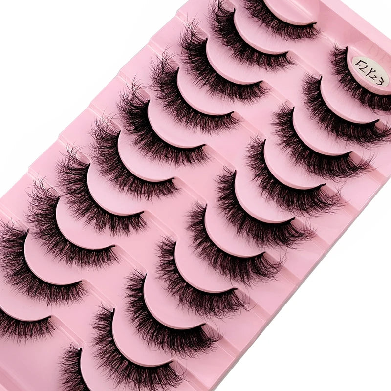 False Eyelashes 10 Pairs Natural-Looking 3D Curly Mink-Style Makeup Lashes