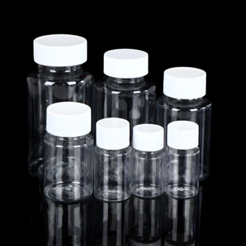 Refillable Plastic PET Bottles Set - 15ml to 100ml, Seal Cap, Multiple Colors