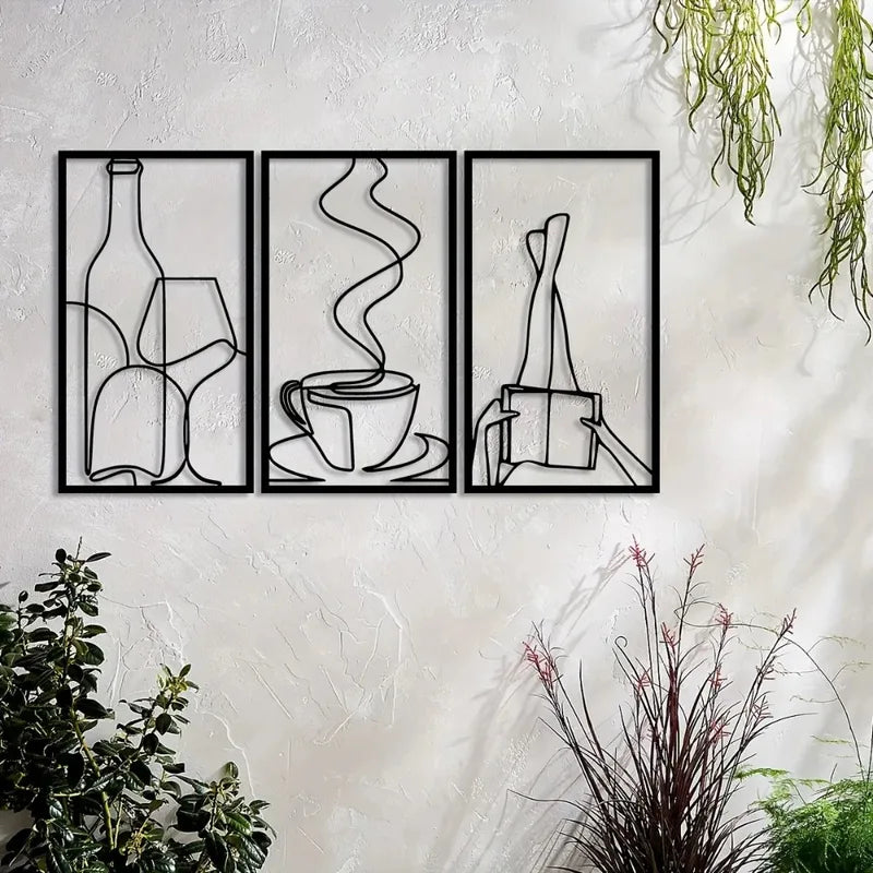 Modern Minimalist Iron Wall Art Decor for Living Room Bedroom Office