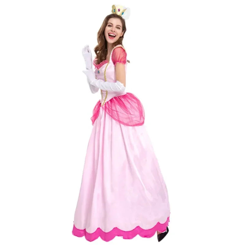 Princess Peach Costume Women Cosplay Dress Up Halloween Party Fancy Dress
