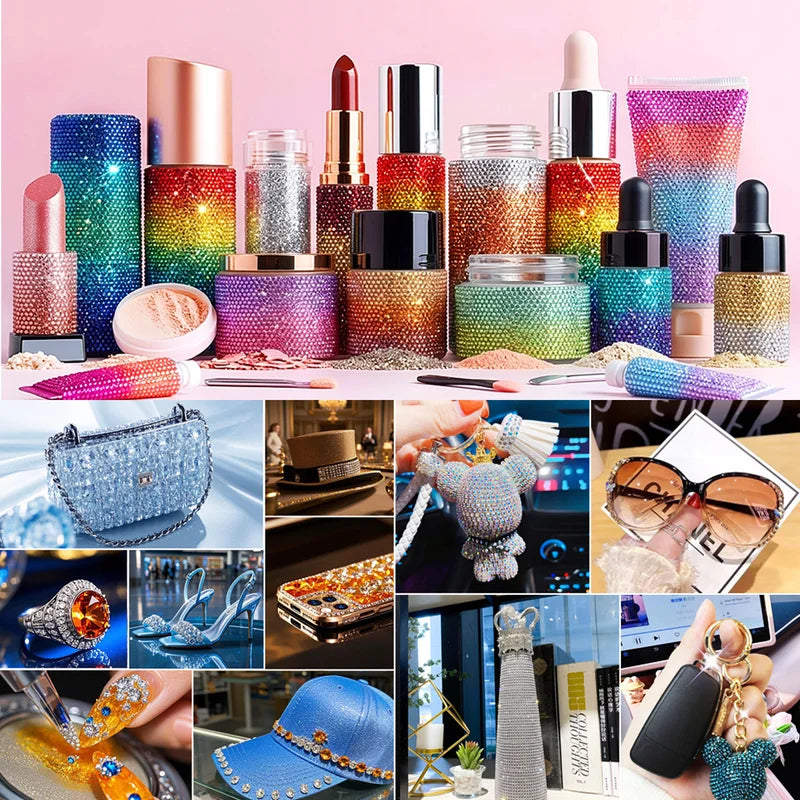 Multi-Color Rhinestone Bedazzling Kit with Glue for Nails Makeup Shoes DIY Crafts
